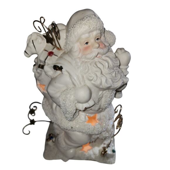 International Bazaar Santa Claus Night Light Christmas Porcelain Gold Accents - Picture 1 of 8